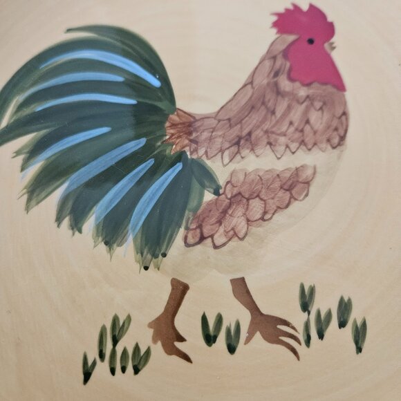 CHARMING CHICKEN ROOSTER SALAD/BREAD PLATE FREE RANGE 8.5 INCH RUSTIC - Picture 3 of 6